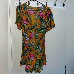 L Let's Go On Vacay Tie Front Romper - Mustard